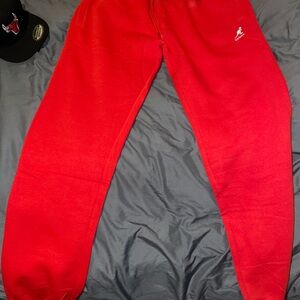Red Kangol Sweatpants with Soft Fleece and Straight-Leg Design